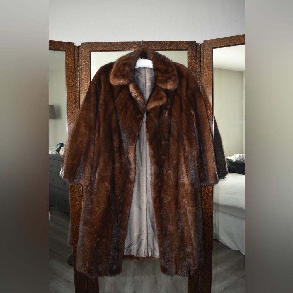 Vintage Brown Fur Coat with silk lining